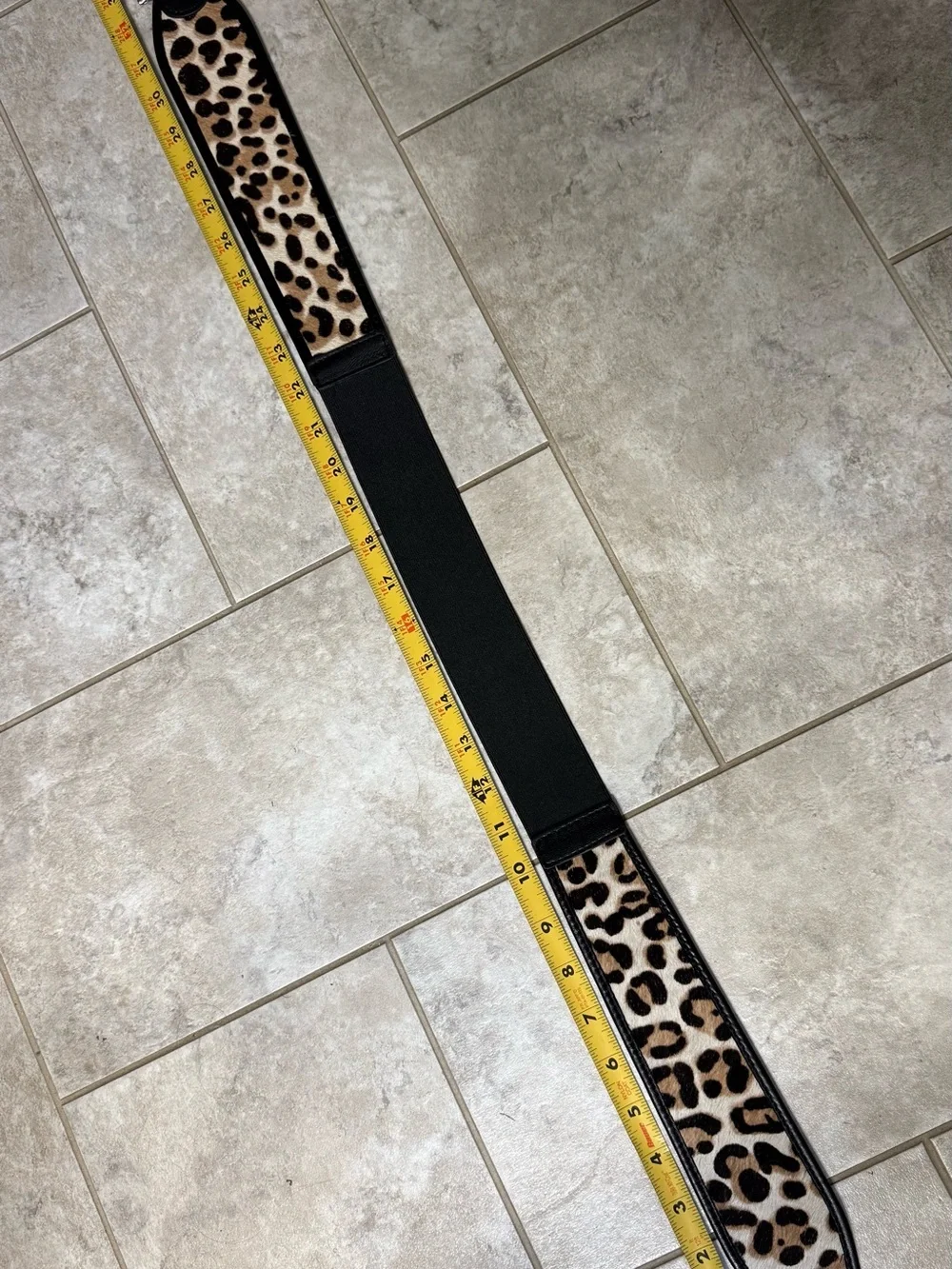 Chico’s Leopard Print Leather Belt with Silver Link Hardware NWOT Adjustable